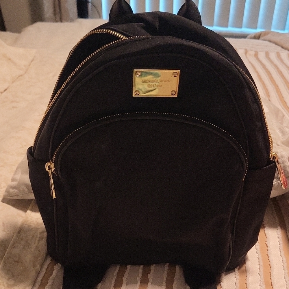 Michael Kors Black Backpack with Gold Accents